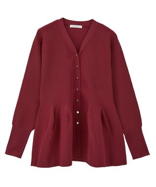 Green Parks 金釦ペプラムニットカーディガン Red