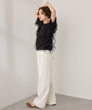 AMERICAN HOLIC チュールレイヤードドロストトップス Black