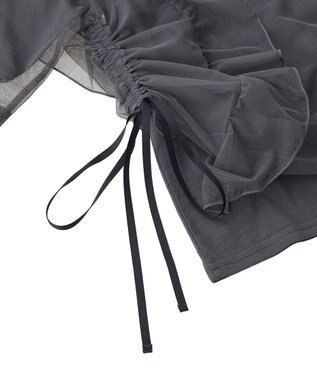 AMERICAN HOLIC チュールレイヤードドロストトップス Charcoal Gray