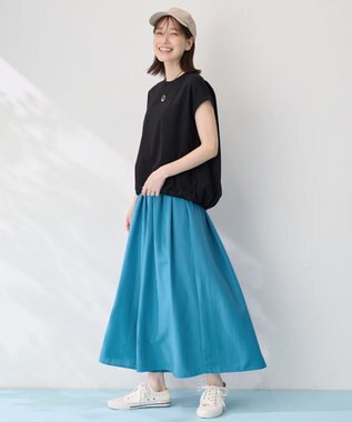 ANY L 【洗濯機可/UVケア】シルケットスムースドロストＴシャツ ブラック