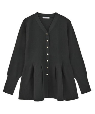 Green Parks 金釦ペプラムニットカーディガン Black