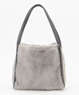 ANY SIS パイピングフェイクファートート バッグ ライトグレー