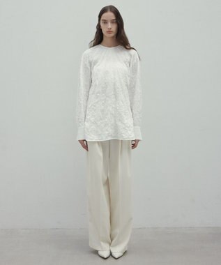 BEIGE， 【洗える・GISELe 4月号掲載】ASTILBE / コットンジャージークルーネックブラウス White