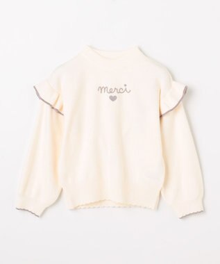 ANY KIDS 肩フリル しあわせタッチニット エクリュ