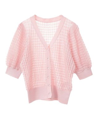 earth music&ecology シアーチェックカーディガン Pink