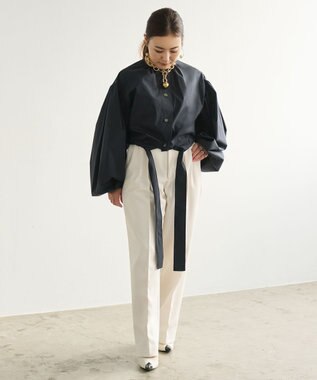 #Newans ハイウエスト2タックパンツ ホワイト