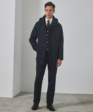 GOTAIRIKU 25年新作/3シーズン対応【仕事で着用可】メランジカルゼ フーデッドブルゾン_無地 ネイビー系