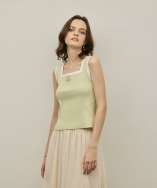 GRACE CONTINENTAL バイカラーリブニットノースリーブ