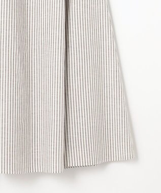 J.PRESS LADIES L リネンMIX ストライプ フレア スカート ブラウンストライプ系