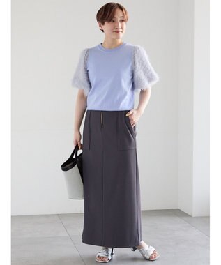 Te chichi シャギーバルーンスリーブニット ブルー