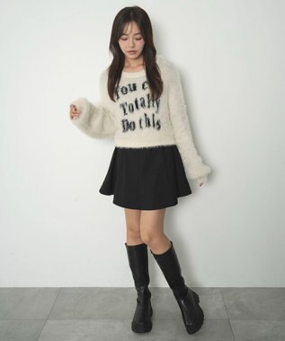 WEGO ハイウエストフレアスカパン ブラック