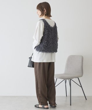AMERICAN HOLIC 【選べる丈】フェザーVネックベスト Charcoal Gray