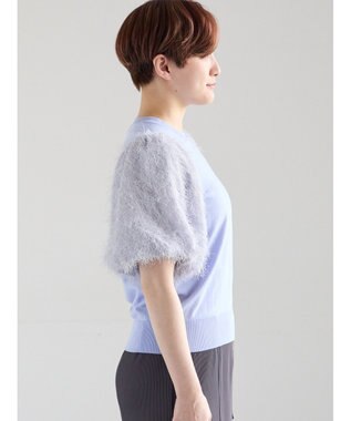 Te chichi シャギーバルーンスリーブニット ブルー