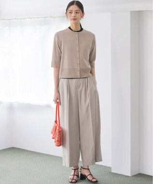 組曲 シアーニット5分袖 カーディガン ベージュ系