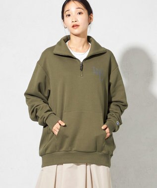 SHARE PARK LADIES 【UNISEX】MVS裏毛ハーフジップスウェット（S・Mサイズ） カーキ