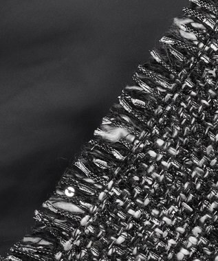 ICB L スパングルツイード ノーカラーコート ブラック×オフホワイト系