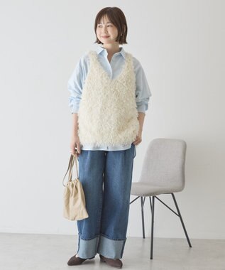 AMERICAN HOLIC 【選べる丈】フェザーVネックベスト Ivory