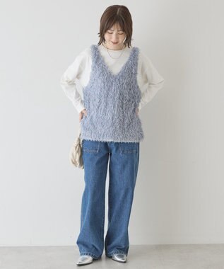 AMERICAN HOLIC 【選べる丈】フェザーVネックベスト Light Blue
