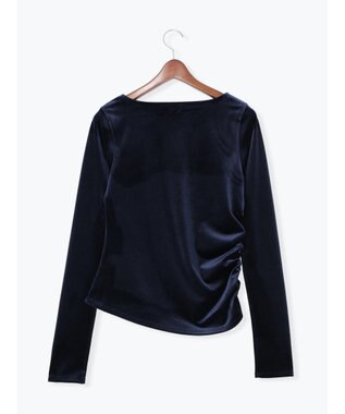 Te chichi ベロアサイドギャザートップス ネイビー