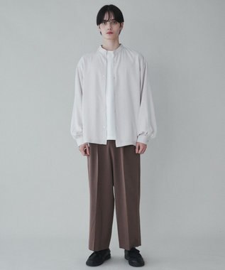 WEGO トロミBIGバンドカラーシャツ ライトベージュ