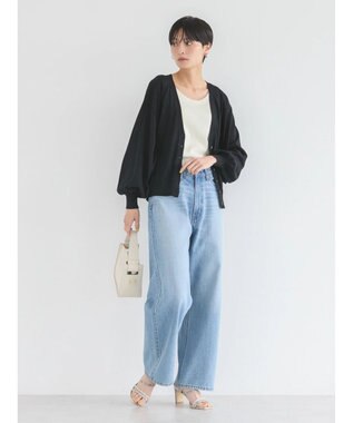 AMERICAN HOLIC 袖ボリュームショートニットカーディガン Black