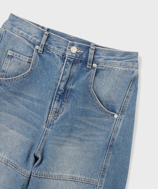 GRACE CONTINENTAL ライン切替デニムパンツ ブルー