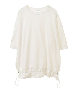 Green Parks 裾ドロスト５分袖ドッキングチュニック White