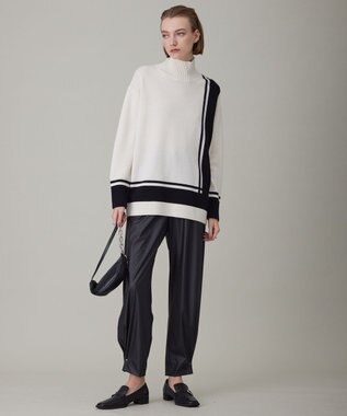 ICB 【洗える】 ライトフェイクレザー バレルパンツ ブラック系