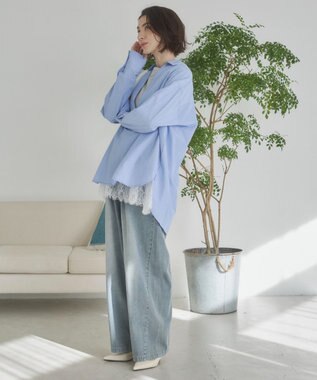 WEGO 【ANGIE VINTAGE】スキッパーシャツ ブルーストライプ