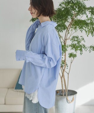 WEGO 【ANGIE VINTAGE】スキッパーシャツ ブルーストライプ