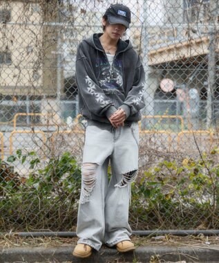 WEGO 【ユニセックス着用ITEM】ブリーチグラフィックZIPパーカー 柄2