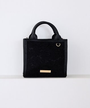 Maison de FLEUR EC限定フラワーレース2Wayスクエアトートバッグ Black