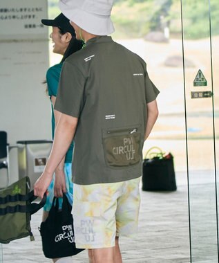 PW CIRCULUS 【吸水速乾 / UV遮蔽率99% UVカット / ストレッチ】【MEN】バックメッシュポケットモックT ゴルフ カーキ系