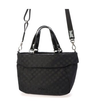 Y'SACCS PolkaDots口折れミニトート ブラック