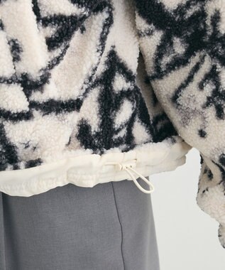 Green Parks リバーシブルプリント柄ボアブルゾン Ecru