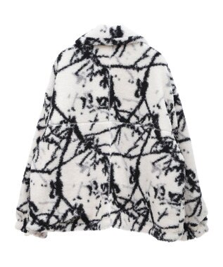 Green Parks リバーシブルプリント柄ボアブルゾン Ecru