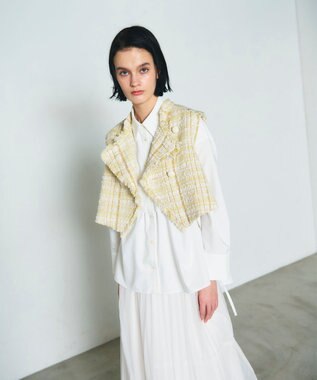 GRACE CONTINENTAL フリンジミニベスト ベージュ