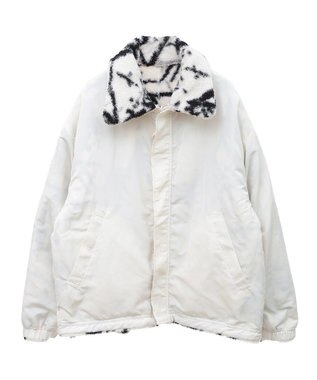 Green Parks リバーシブルプリント柄ボアブルゾン Ecru