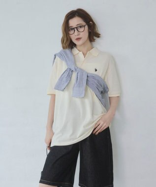 WEGO 【ユニセックス着用ITEM/SMLサイズ展開】U.S. POLO ASSN.別注ポロシャツ ホワイトアイボリー