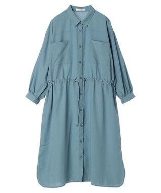 Green Parks ミディ丈ドロストシャツワンピース Blue
