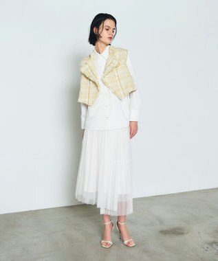 GRACE CONTINENTAL フリンジミニベスト ベージュ