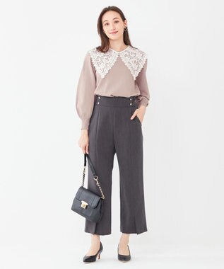 ANY SIS 【2WAY】レース襟付き ニット ローズグレー