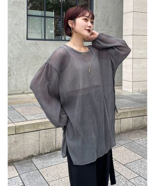Green Parks 前後２Ｗａｙ　シフォンプリーツチュニック Charcoal Gray