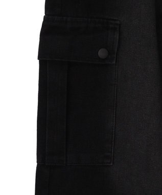 WEGO 【ウエストゴム】ドローコードウオッシュドカーゴデニム ブラック