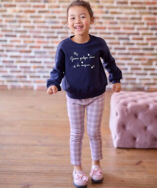 ANY KIDS 7days 裏シャギー 総柄 パンツ ラベンダー系チェック柄