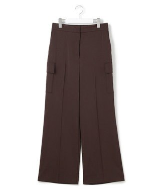 ICB L 【スマートバック仕様・洗える】ストレッチダブルサテン カーゴパンツ ダークブラウン系