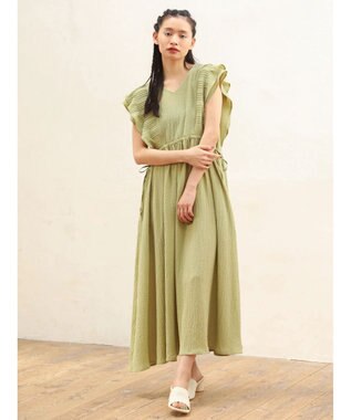 Green Parks ■ＥＳＣＡＲ　ピンタックフレアスリーブワンピース Lime Green