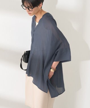 AMERICAN HOLIC 【接触冷感】Ｖネックシアー半袖ＢＩＧシャツ Navy