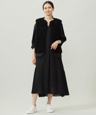 自由区 L 【SHIHOさん着用】カルガンラムエコファー ジレ ブラック