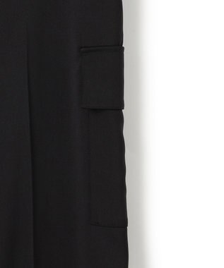 ICB L 【スマートバック仕様・洗える】ストレッチダブルサテン カーゴパンツ ブラック系